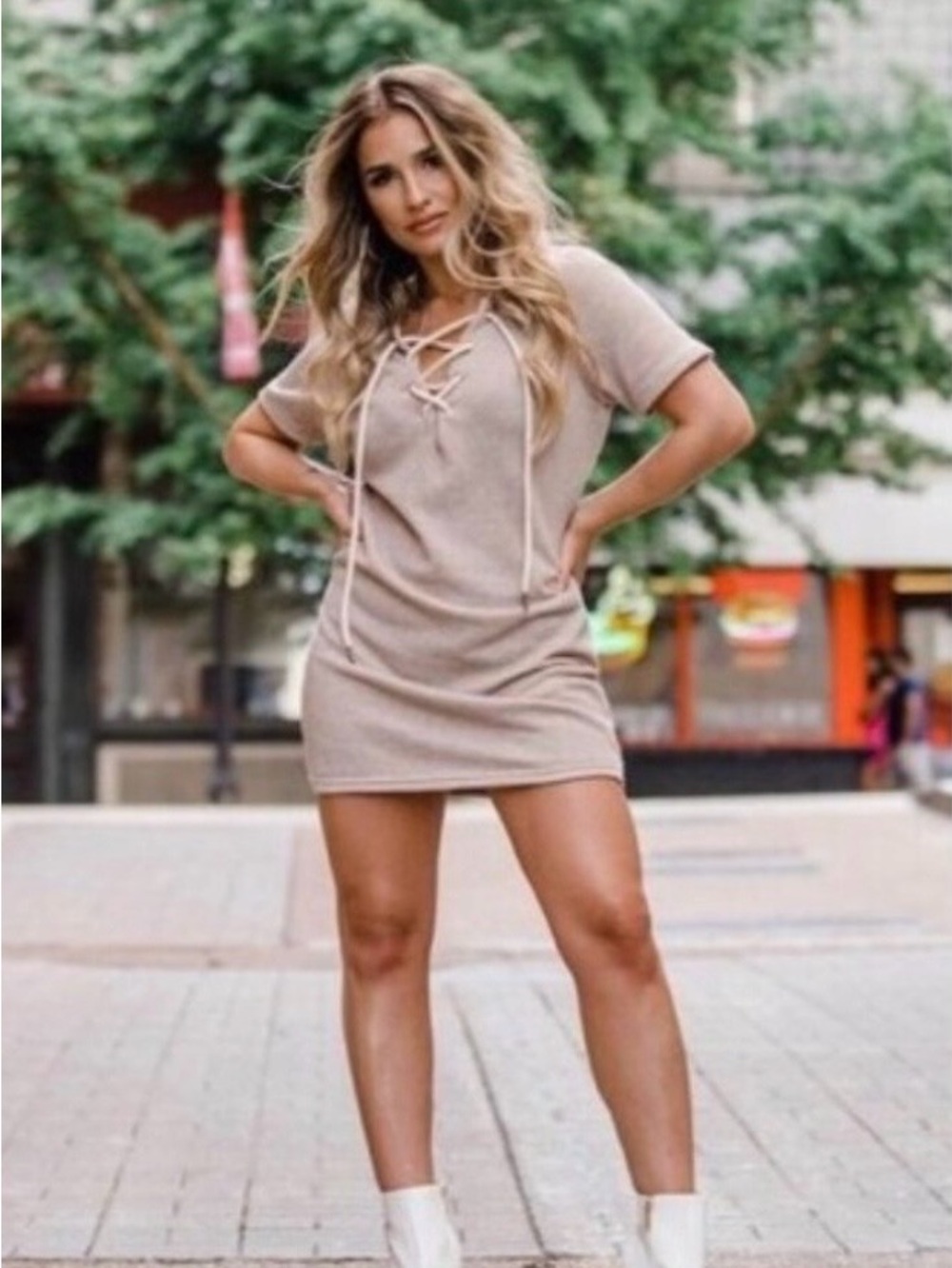 Kittenish Sage Sweater Dress